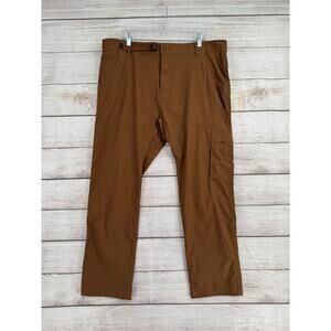 prAna Zion Slim Pant II Mens 40x30 Sepia Brown Tapered Leg Cargo Belted NEW